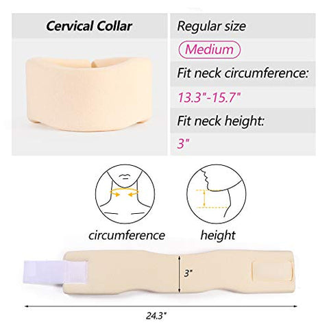 Image of Soft Foam Neck Brace Universal Cervical Collar, Adjustable Neck Support Brace for Sleeping - Relieves Neck Pain and Spine Pressure, Neck Collar After Whiplash or Injury (3" Depth Collar, M)