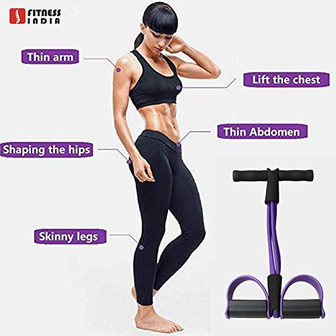 Image of Fitness India Latex Pull Reducer Tummy Twister Body Toner Waist Trimmer Home Gym Equipment Abdominal Abs Leg Hand Biceps Exercise (Multicolour) - Set of 2