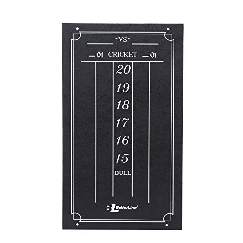 BETTERLINE Large Professional Scoreboard Chalkboard for Cricket and 01 Darts Games - 15.5" x 9" Inch (39.3 x 22.9 cm) - Black Board - Eraser and 2 Chalk Pieces Included