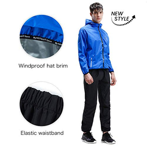 Image of HOTSUIT Sauna Suit Men Anti Rip Boxing Sweat Suits Exercise Workout Jacket, Blue, S