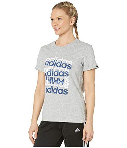 Image of adidas Women's Big Graphic T-Shirt Medium Gray Heather/Tech Indigo XX-Small