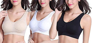 Craava Women Polycotton Non Padded Non-Wired Air Sports Bra Inner Wear for Daily Use Slip On Black White Skin Fit Size 28 to 34
