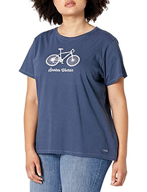 Life is Good Womens Graphic T-Shirt Crusher Collection,Bike,Darkest Blue,XS