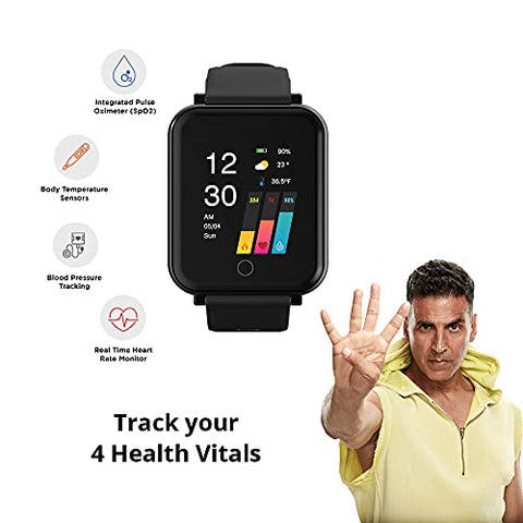 Image of GOQii Smart Vital Plus 1.57'' Full Touch HD Display with SpO2, Body Temperature, Blood Pressure, Heart Rate, Women Care and 3 Months Personal Coaching (Black)