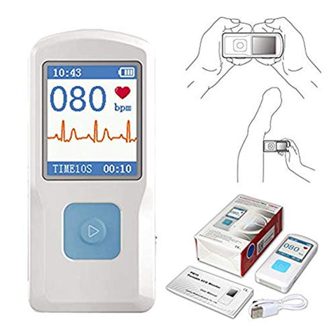Image of CONTEC Portable ECG/EKG Monitor PC Software Electrocardiogram Bluetooth Heart Rate Beat LCD Monitor PM10