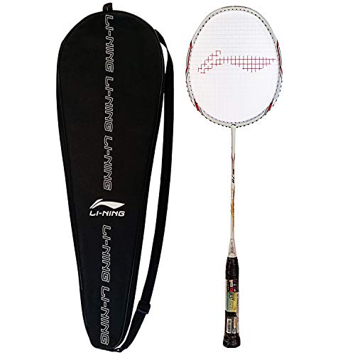 Li-Ning SK 78 Carbon-Graphite Strung Badminton Racquet (White/Red) with Free Racquet Case