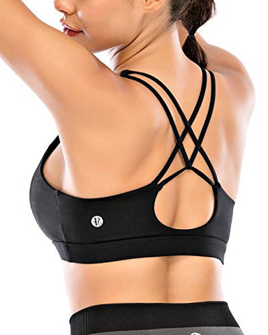 Image of RUNNING GIRL Strappy Sports Bra for Women,Padded Crisscross Back Yoga Bra Cute Medium Impact Workout Activewear(WX2602 Black,XL)