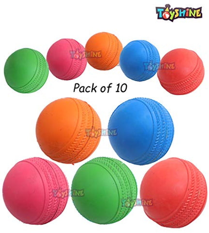 Image of Toyshine Cricket Rubber Balls for Cricket, Pack of 10, SSTP (Multicolour)