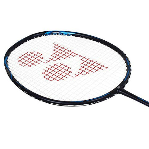 Image of YONEX VOLTRIC 0.7DG Badminton Racquet (Navy Blue, Graphite, 35 lbs. Tension) & Mavis 350 Green Cap Nylon Shuttlecock (Yellow)
