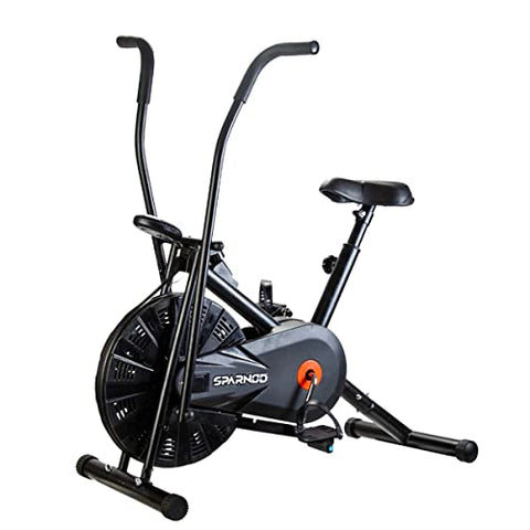 Image of SPARNOD FITNESS SAB-06_R Upright Air Bike Exercise Cycle for Home Gym - Dual Action for Full Body Workout - Adjustable Resistance, Height Adjustable seat, Without Back Rest (DIY Installation)
