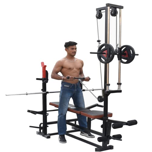 HASHTAG FITNESS Multipurpose 20 in 1 Bench with 20kg to 80kg Gym Set for Home Workout (50kg), Incline