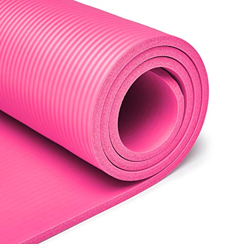 Basics 13mm Extra Thick Yoga and Exercise Mat with Carrying Strap,  Pink
