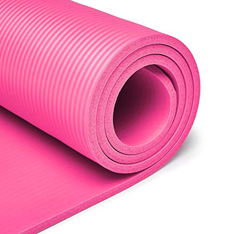 Image of AmazonBasics 13mm Extra Thick Yoga and Exercise Mat with Carrying Strap, Pink