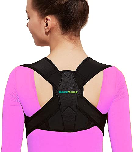 GREETURE Posture Corrector for Women and Men, Adjustable Upper Back Brace, Breathable Back Support straightener, Providing Pain Relief from Neck, Shoulder, and Clavicle, Back Straight Belt (Free Size)