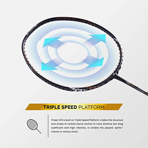 Image of Apacs Finapi 232 (38 LBS, Mega Tension) Graphite Unstrung Badminton Racket with Cover (Black)