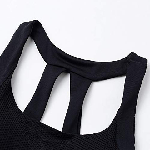 Image of Women's Racerback High Impact Gym Fitness Excercise Sports Bras Workout Activewear Bra Black