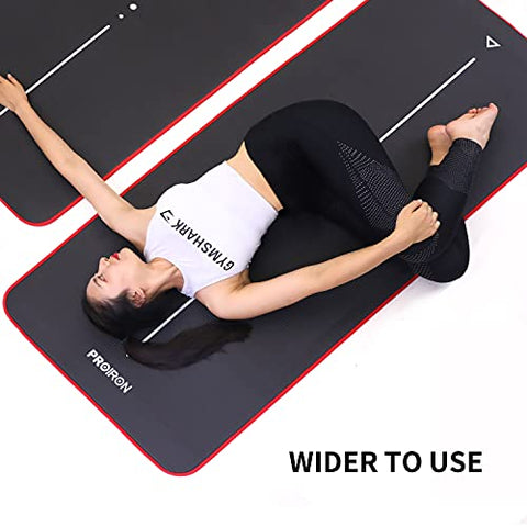 Image of NBR Yoga Mat 1830×660×10 mm - BLACK PROIRON Pilates Mat Edge Protection Non-Slip Yoga Mat Exercise Extra Thick Foam Mat Fitness Workout Mats Home Gym with Carrying Strap
