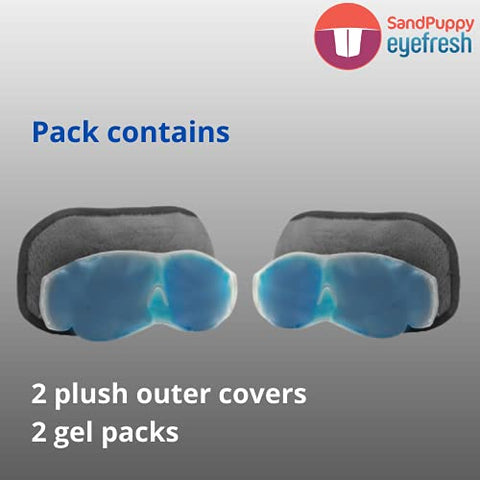 Image of SandPuppy EyeFresh - Reusable Cool Gel Eye Mask - Pack Of 2 | Ideal For Puffy Eyes And Dark Circles | Universal Fit, Black, One Size