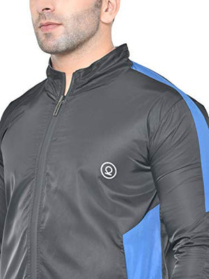 CHKOKKO Men Hooded Zipper Reversible Track suit Blk Royal size L