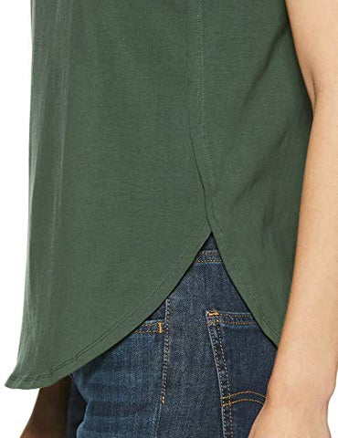 Image of Amazon Brand - Symbol Women's Solid Regular Fit Sleeveless T-Shirt (SYMSS19TS009_Charcoal Mel & Olive_Medium) (Combo Pack of 2)