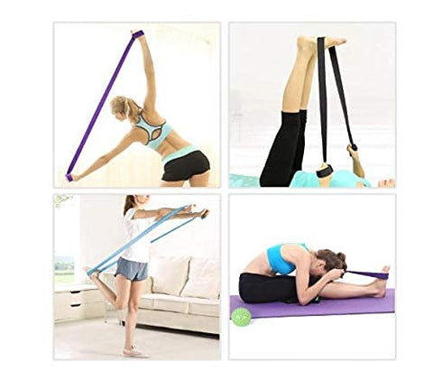 Image of MINDMAKER - Yoga Strap with Ebook - Durable Cotton Exercise Straps w/Adjustable D-Ring Buckle for Stretching, General Fitness, Flexibility and Physical Therapy