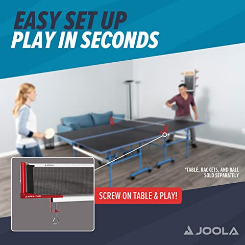 Image of JOOLA Club Competition Table Tennis Net and Post Set  - Portable and Easy Setup 72" Regulation Size Ping Pong Screw On Clamp Net