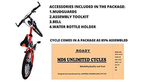 Image of MDS Unlimited CYCLES ROADY 26 inches 21 Shimano Gear Dual Suspension 18 Inches Steel Frame Double Disc Brake Foldable MTB Mountain Bike Cycle for Unisex (Black Red )