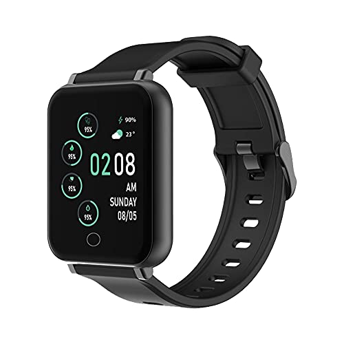 GOQii Smart Vital Plus 1.57'' Full Touch HD Display with SpO2, Body Temperature, Blood Pressure, Heart Rate, Women Care and 3 Months Personal Coaching (Black)