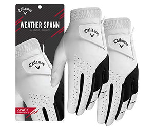 Callaway Golf 2019 Men's Weather Spann Glove, All Weather Durability, Double Pack, Left Hand