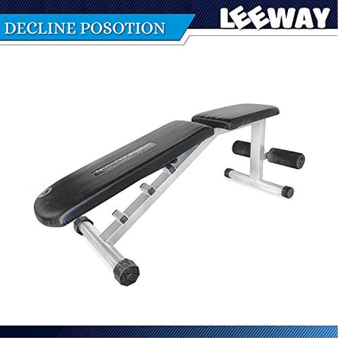 Image of National Bodyline Heavy Duty Gym Training Adjustable Incline Decline Flat Weight Multi Bench Full Body Workout Machine (Silver, 300 Lbs)
