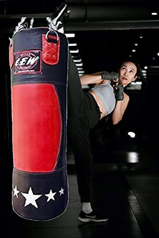 Image of LEW 4 FT Retro Two Tone Koskin Leather Heavy Bag Leather Punch Bag Boxing MMA Sparring Punching Training Kick Boxing Muay Thai with Hanging Chain