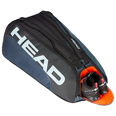 Image of HEAD Tour Team 12R Monstercombi Professional Tournament Tennis Kit Bag (Compartments: Three | Capacity: 12 Racquets | Ventilated Shoe Compartment | Colour : Black/Grey |