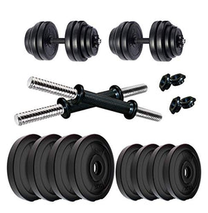 Kore PVC-Dm 16 Home Gym Dumbbells Kit (20 Kg, 3Kg X 4 Plates + 2Kg X 4 Plates), Black