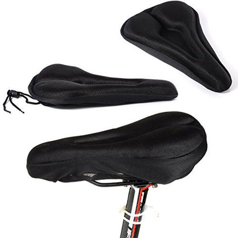 Image of G3 Lycra Nylon and Gel Bike Bicycle Cycle Extra Comfort Pad Cushion Cover for Saddle Seat (Black)