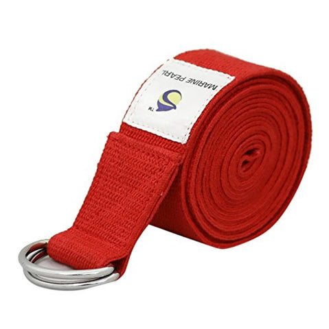 Image of Marine Pearl 8 ft Anti Skid Yoga Strap Belt for Stretching Exercise with D-Ring Buckle/Durable Heavy Duty Cotton/Anti Sweat/Increases Flexibility