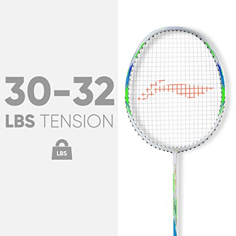 Image of Li-Ning G-Force 3900 Superlite (AYPQ092-5) Carbon Fiber Strung Badminton Racquet with Free Full Cover(Set of 1,White/Blue)