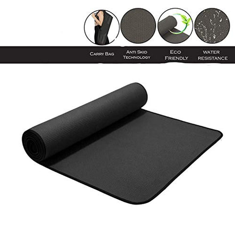 Image of OJS ® EVA Yoga Mat with Carrying Bag for Gym Workout and Yoga Exercise with 6mm Thickness, Anti-Slip Yoga Mat for Men & Women Fitness (Made in India) (Black)