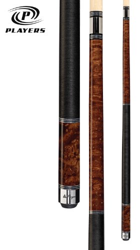 Players C-950 Classic Nutmeg Birds-Eye Maple with Triple Silver Rings Cue, 19.5-Ounce