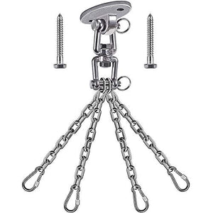 Besthouse Permanent Antirust Stainless Steel 304 Heavy Duty Boxing Punching Bag Chain 300LBS Capacity, Heavy Duty Swing Hangers, 4 Chains and 4 Carabiner, 360° Rotate, 2 Screw for Wooden Sets