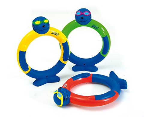 Image of Zoggs Kids Dive Rings Water Confidence Toy, Blue/Yellow/Red/Green