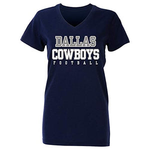 NFL Dallas Cowboys Womens Practice Glitter Tee, Navy, X-Large