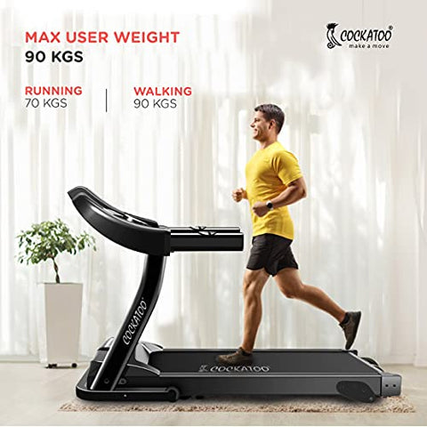 Image of Cockatoo CTM-05 1.5 HP - 2HP Peak DC Motorized Treadmill for Home, with 3 Level Manual Incline, Max Speed 14 Km/Hr (DIY, Installation)