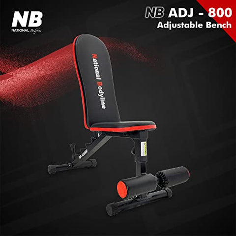 Image of National Bodyline Manual Adjustable Weight Bench Full Body Workout Machine, Foldable Inclined Decline Flat Fitness Home Gym Bench Press ( Black) - Weight Capacity: 150 Kg