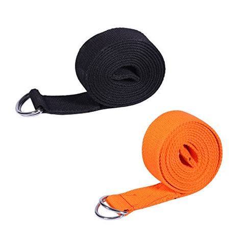 Image of Footmate Socks Yoga Belt 1.5 Inches Yoga Props for Safe & Perfect Yoga Posture (Black-Orange, 1.5-inch)