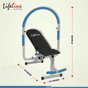 Life Line Fitness LB-301 AB Care Bench for Home Gym Workout, Abs Exerciser AB King Pro Machine, 5 Adjustable Positions, Multicolour, Decline, Flat, Incline