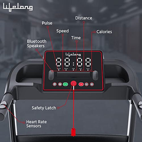 Image of Lifelong FitPro LLTM111 (2.5 HP Peak) Motorized Treadmill for Home with 12 preset Workouts, Max Speed 14km/hr., Bluetooth Speaker Max. User Weight 110kg, 1 Year Manufacturer's Warranty