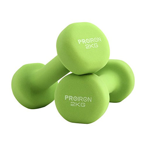 Image of PROIRON Neoprene Dumbbell Home Exercise for Ladies Kids Arm Hand Weights Pilates Dumbbells in 2kg Pair