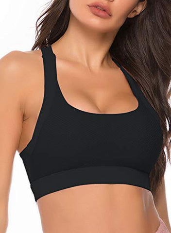 Image of Women's Racerback High Impact Gym Fitness Excercise Sports Bras Workout Activewear Bra Black