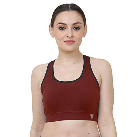 Image of Fenzy Styles Four Way Stretch Lycra Spandex Non Padded Wire Free Sports Bra for Women (Wine Red - Large)