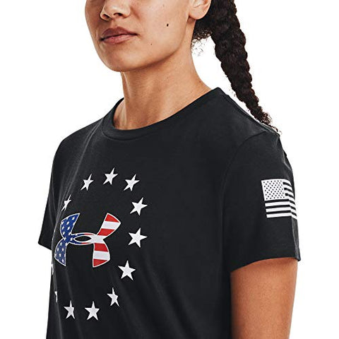 Image of Under Armour Women's Freedom Logo T-Shirt , Black (002)/White , Small